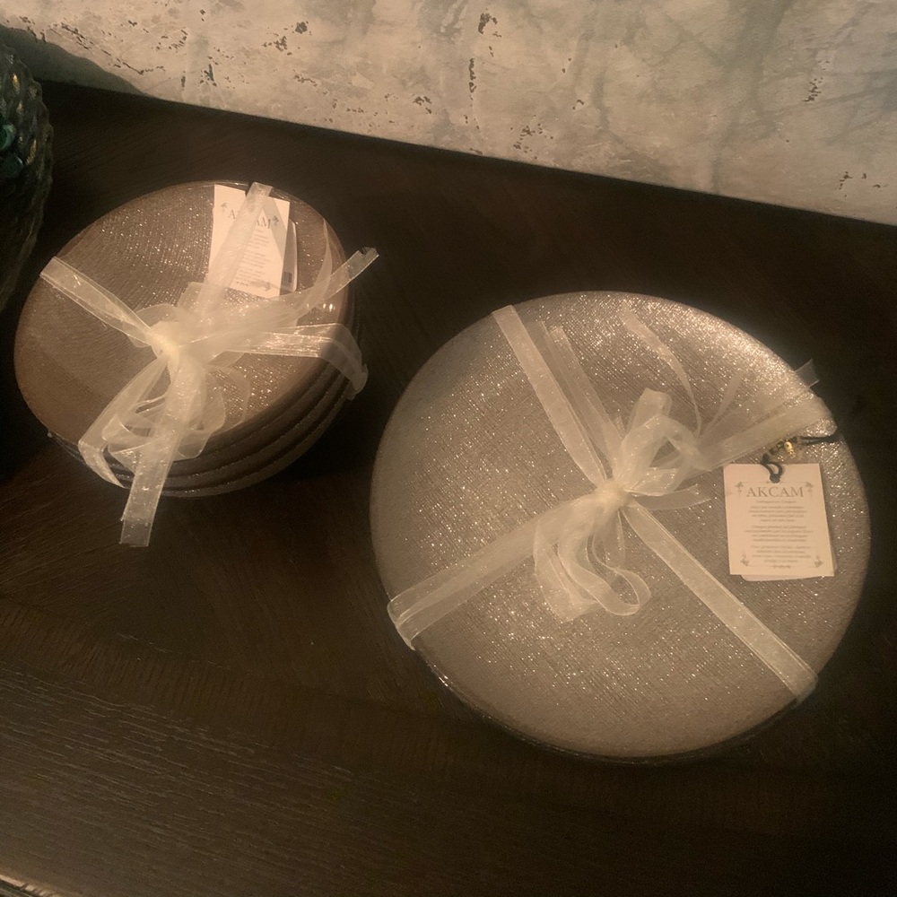 Akcam Silver Glitter Dish Set for 4